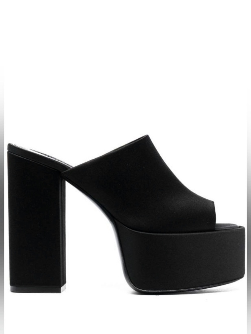 Paris Texas Sasha Mules- black satin